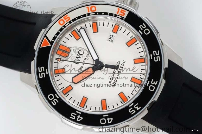 MIROTIME 0131 Aquatimer Automatic SS RSF 1:1 Best Edition White Orange Dial on Black Rubber Strap A Supportive 7069